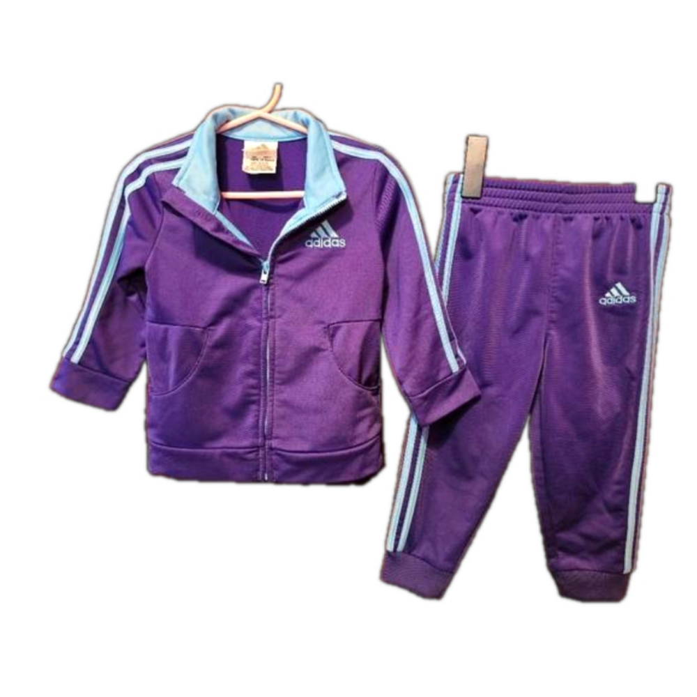 Adidas purple and light blue track suit 18 month.